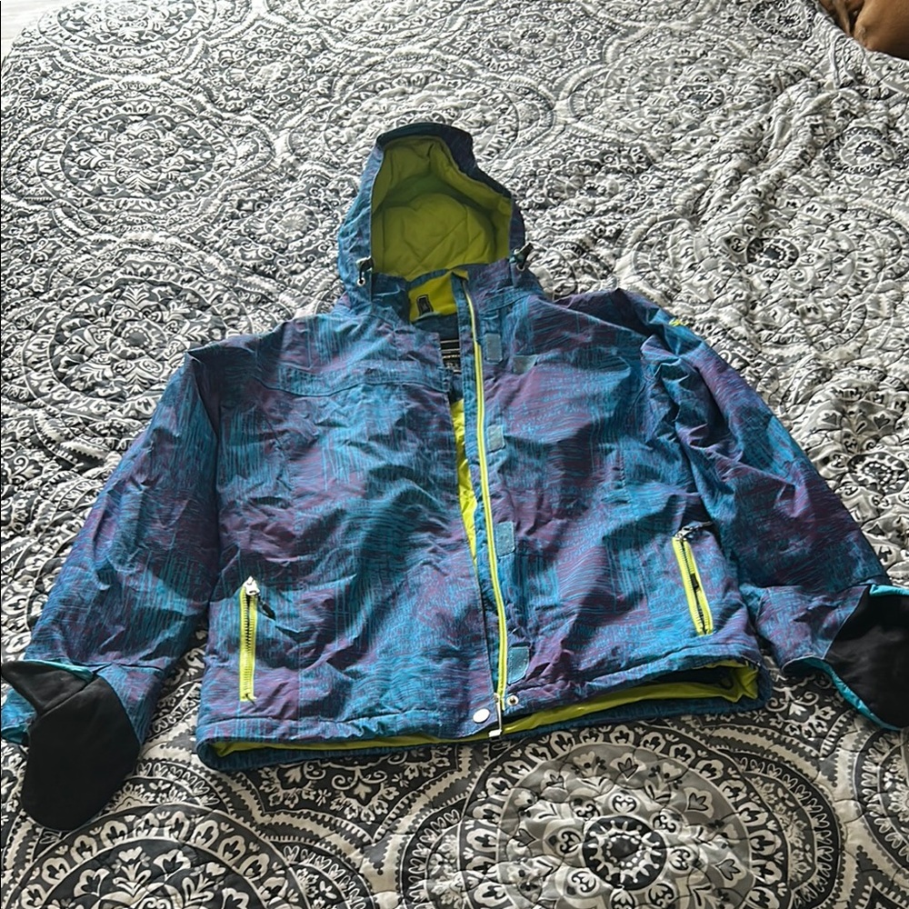 Blue/purple ski jacket - built in mittens!!